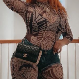 Nude patterned catsuit